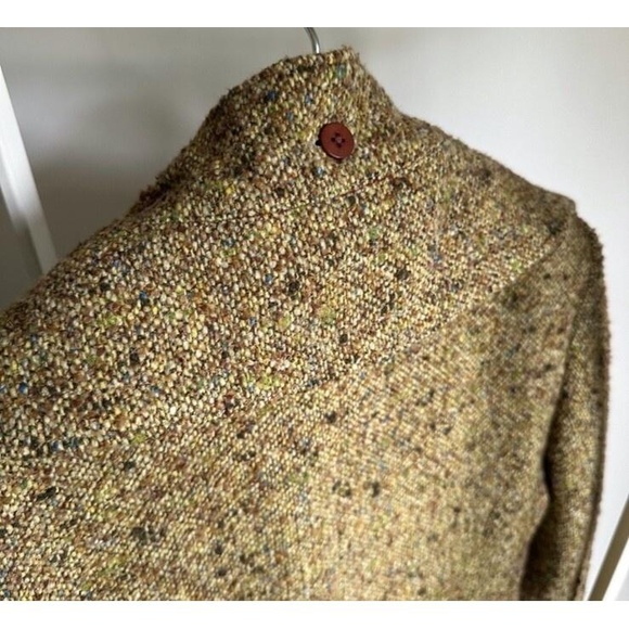 Rare Vintage J. Crew Green Wool Tweed Double Breasted Pea Coat Size 2 - Picture 14 of 16
